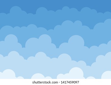 Blue clouds on top sky background vector design