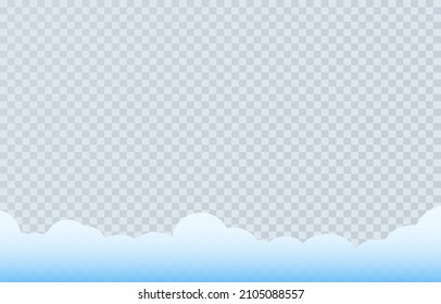 Blue clouds on transparent background. Sky nature landscape. Template design for poster, flyers, postcards, web banners. Summer and spring cloudscape. Vector illustration