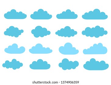 Nubes azules sobre un fondo blanco. Diseño de elementos. Iconos de red.