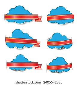 Blue clouds with red gold ribbon