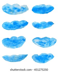 blue clouds set of watercolors, hand-drawing vector illustration
