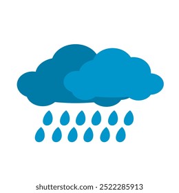 blue cloudy with heavy rain or rainy weather element clip art cartoon style vector illustration