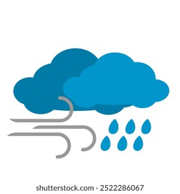 blue cloudy with heavy rain or windy weather element clip art cartoon style vector illustration