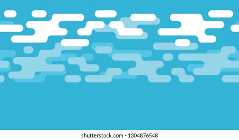 Blue cloudy sky seamless pattern in japanese geometrical ornament style