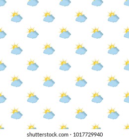 Blue cloudy sun pattern seamless in flat style for any design