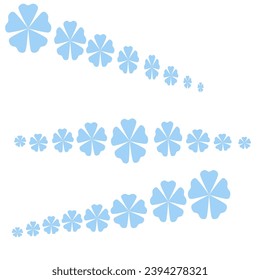 Blue clover leaf icon of various sizes. beautiful clover leaf vector. illustration of clover leaves on a white background
