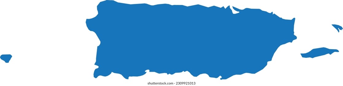 BLUE CMYK color detailed flat map of the federal territory of PUERTO RICO, UNITED STATES OF AMERICA on transparent background