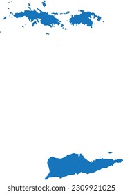 BLUE CMYK color detailed flat map of the federal territory of U.S. VIRGIN ISLANDS, UNITED STATES OF AMERICA on transparent background