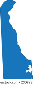 BLUE CMYK color detailed flat map of the federal state of DELAWARE, UNITED STATES OF AMERICA on transparent background