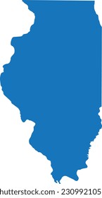 BLUE CMYK color detailed flat map of the federal state of ILLINOIS, UNITED STATES OF AMERICA on transparent background