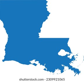 BLUE CMYK color detailed flat map of the federal state of LOUISIANA, UNITED STATES OF AMERICA on transparent background