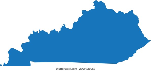 BLUE CMYK color detailed flat map of the federal state of KENTUCKY, UNITED STATES OF AMERICA on transparent background