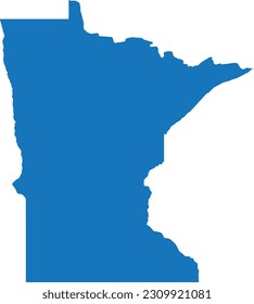 BLUE CMYK color detailed flat map of the federal state of MINNESOTA, UNITED STATES OF AMERICA on transparent background