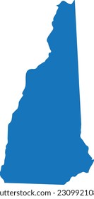 BLUE CMYK color detailed flat map of the federal state of NEW HAMPSHIRE, UNITED STATES OF AMERICA on transparent background