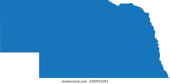 BLUE CMYK color detailed flat map of the federal state of NEBRASKA, UNITED STATES OF AMERICA on transparent background