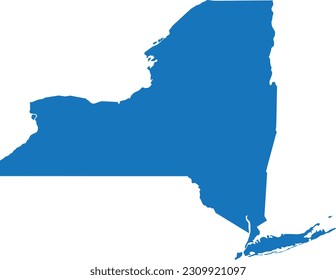 BLUE CMYK color detailed flat map of the federal state of NEW YORK, UNITED STATES OF AMERICA on transparent background