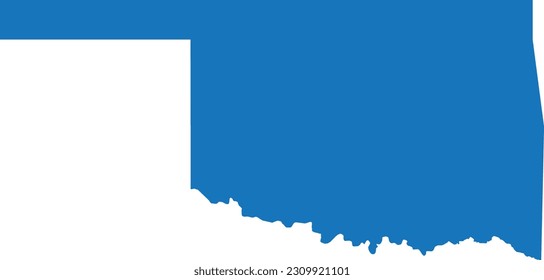 BLUE CMYK color detailed flat map of the federal state of OKLAHOMA, UNITED STATES OF AMERICA on transparent background