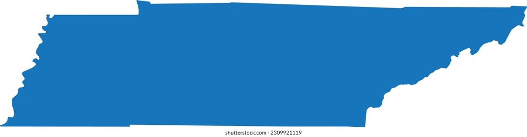 BLUE CMYK color detailed flat map of the federal state of TENNESSEE, UNITED STATES OF AMERICA on transparent background