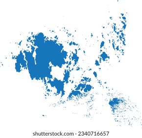 BLUE CMYK color detailed flat stencil map of the European country of ALAND ISLANDS, FINLAND on transparent background