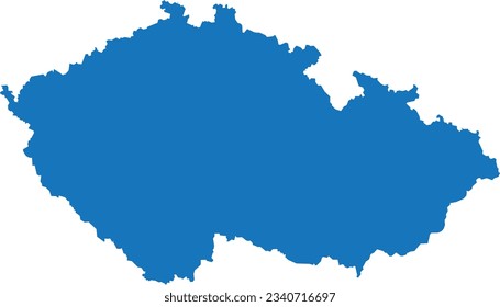 BLUE CMYK color detailed flat stencil map of the European country of CZECH REPUBLIC on transparent background