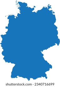 BLUE CMYK color detailed flat stencil map of the European country of GERMANY on transparent background