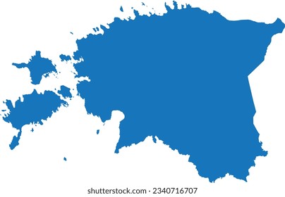 BLUE CMYK color detailed flat stencil map of the European country of ESTONIA on transparent background
