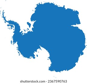 BLUE CMYK color detailed flat stencil map of the continent of ANTARCTICA (SOUTH POLE) on transparent background