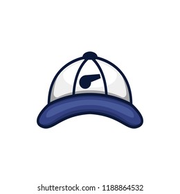 Blue coach trainer baseball hat icon logo illustration