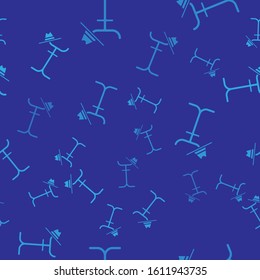Blue Coat stand icon isolated seamless pattern on blue background.  Vector Illustration