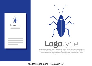 Blue Cockroach icon isolated on white background. Logo design template element. Vector Illustration