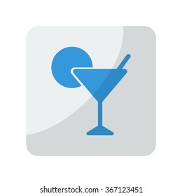 Blue Cocktail icon on grey rounded square button on white