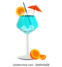 Blue cocktail with orange slices