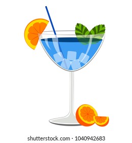 Blue cocktail with orange slices
