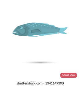 Blue cod fish color flat icon for web and mobile design