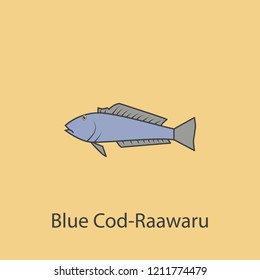 blue cod raawaru 2 colored line icon. Simple purple and gray element illustration. blue cod raawaru concept outline symbol design from fish set