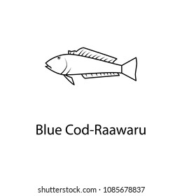 blue cod raawaru icon. Element of marine life for mobile concept and web apps. Thin line blue cod raawaru icon can be used for web and mobile. Premium icon on white background
