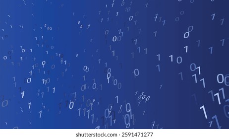 Blue Coding Programming Digital Tech Vector Background Design. Ones and Zeroes Backdrop 