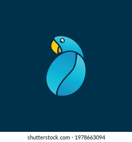 Blue coffee bean combination parrot vector