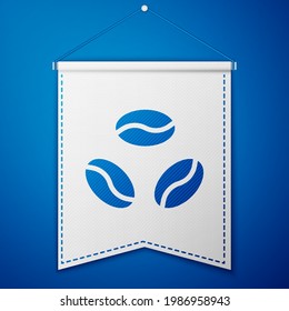 Icono de granos de café azul aislado en fondo azul. Plantilla de inclinación blanca. Ilustración vectorial