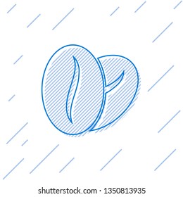 Blue Coffee beans line icon isolated on white background. Vector Illustration