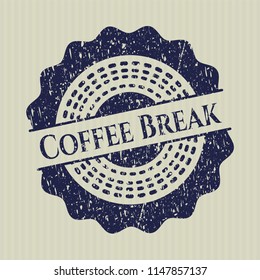 Blue Coffee Break grunge seal