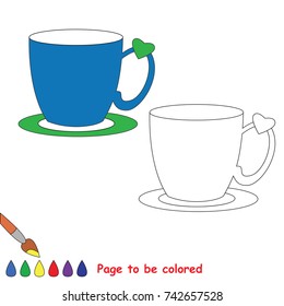 Blue Coffee Cup to be colored, the coloring book for preschool kids with easy educational gaming level.