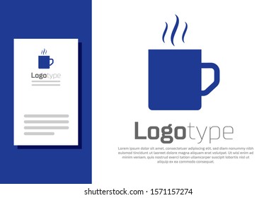 Blue Coffee cup flat icon isolated on white background. Tea cup. Hot drink coffee. Logo design template element. Vector Illustration