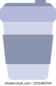 Blue coffee cup to go, illustration, vector on white background.