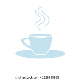 Blue coffee cup icon. Hand drawn style. Silhouette art. Logo. Vector illustration on white