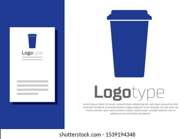 Blue Coffee cup icon isolated on white background. Disposable coffee cup with hot coffee. Logo design template element. Vector Illustration