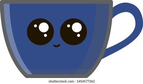 Blue coffee cup, illustration, vector on white background.
