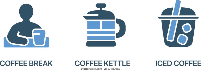 Blue coffee cup with steam and blue mug on striped background vector illustration