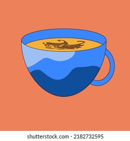 ilustración vectorial de la taza de café azul