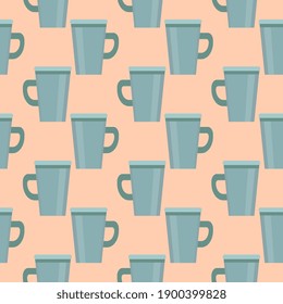 tazas de café azules, sin costura en fondo rosa claro.